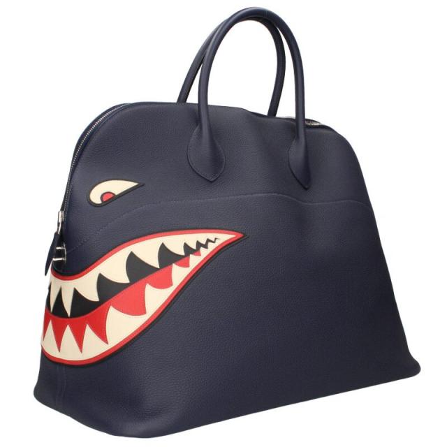 エルメス サイズ:45  ボリード45 シャーク X刻印 SV金具 ブルーニュイ トゴ レザーハンドバッグ 中古 SB01