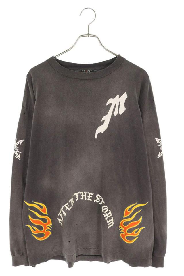 セントマイケル サイズ:L  24SS  SM-YS8-0000-015 ヴィンテージ加工フレイムプリント長袖カットソー 中古 OM10