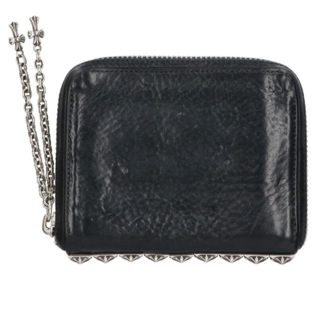 クロムハーツ   3 SIDE ZIP 3サイドジップ サイドピラミッドスタッズレザーウォレット財布 中古 GZ11