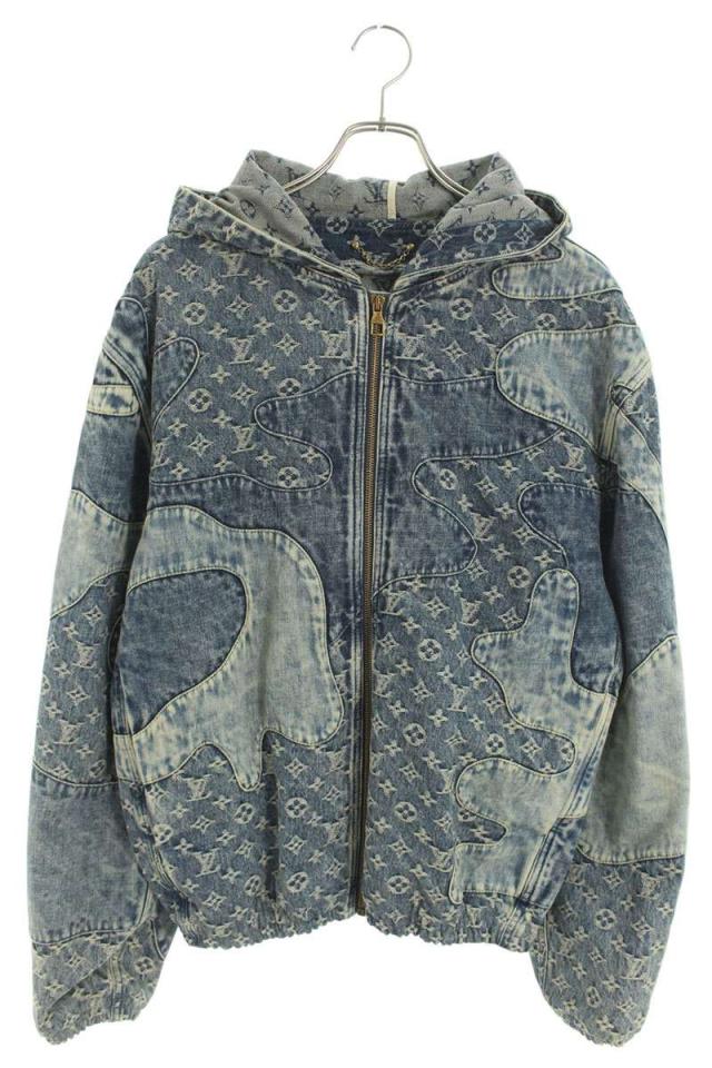 ルイヴィトン サイズ:48  22SS  RM221M UZD HMA16E モノグラムパッチワークフーデッドデニムジャケットブルゾン 中古 OM10