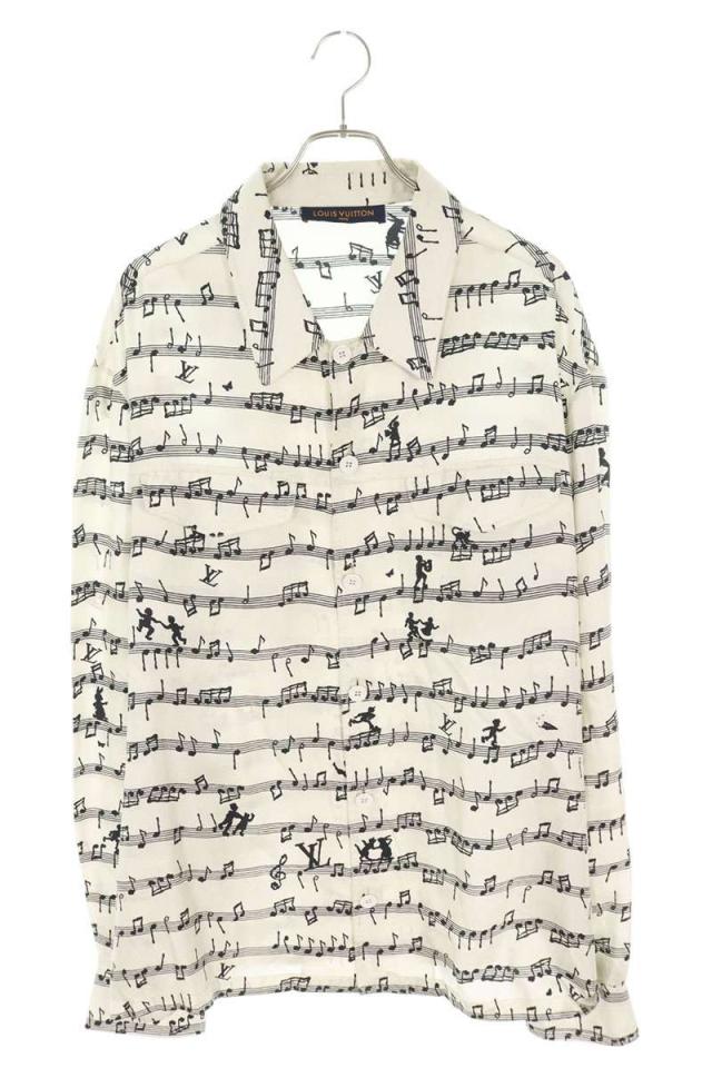 ルイヴィトン サイズ:XL  23SS  RM231M SV8 HOS20W 音符総柄シルク長袖シャツ 中古 FK04
