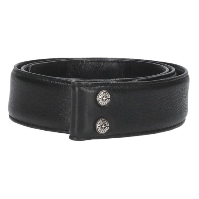クロムハーツ サイズ:32  1.5 STRAP 1.5inchスクロールレーベルリベッツ レザーベルト 中古 OS06