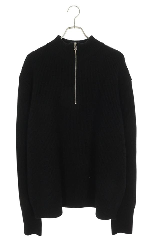 クロムハーツ サイズ:XXL CHクロスレザーパッチカシミヤハーフジップニット 中古 GZ11