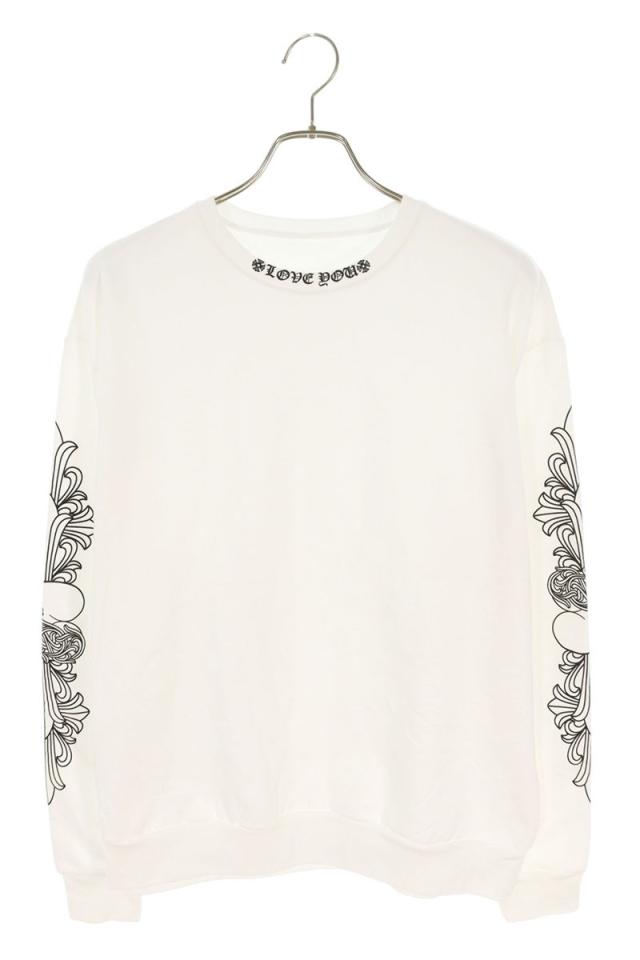 クロムハーツ サイズ:S  SWTSHRT PLVR 袖フローラルハートラブユースウェット 中古 GZ11