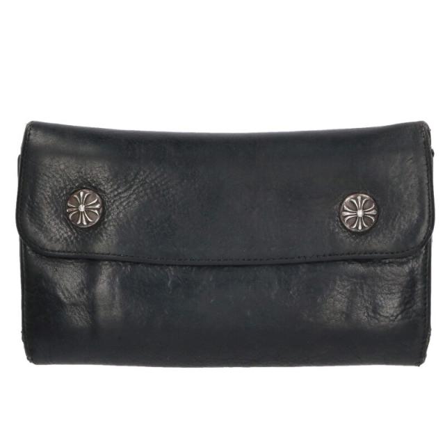 クロムハーツ   WAVE CROSS BALL ウェーブ クロスボールボタンレザーウォレット財布 中古 OS06