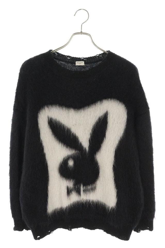 サンローランパリ  プレイボーイ サイズ:M  713263 Y75SA プレイボーイロゴモヘアニット 中古 OM10