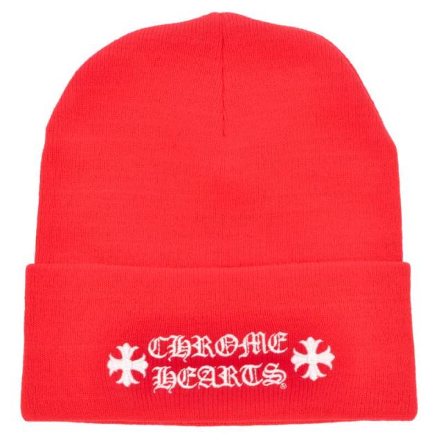 クロムハーツ   WOOL WATCH CAP ロゴ刺繍ビーニー帽子 中古 SS07