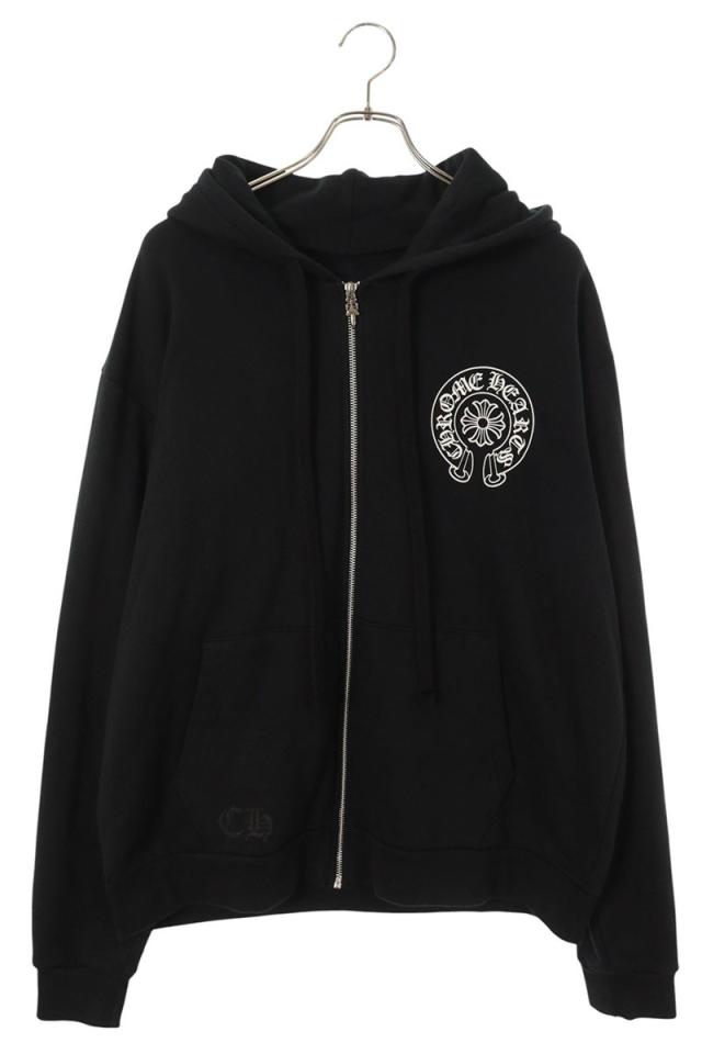 クロムハーツ サイズ:M  SWTSHRT HD ZIP LTD 大阪限定バックホースシュープリントジップアップパーカー 中古 GZ11
