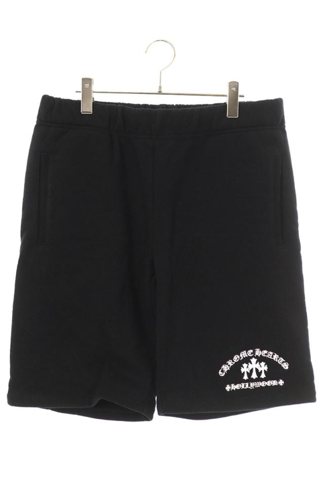 クロムハーツ サイズ:M  SAILIN ON HLF PNTS セメタリークロス刺繍スウェットハーフパンツハーフパンツ 中古 FK04