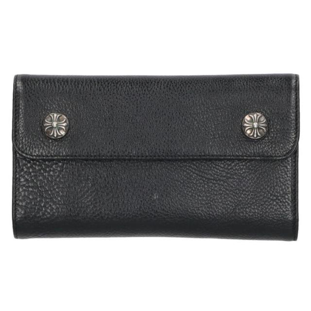 クロムハーツ   WAVE CROSS BALL ウェーブ クロスボールボタンレザーウォレット財布 中古 NO05