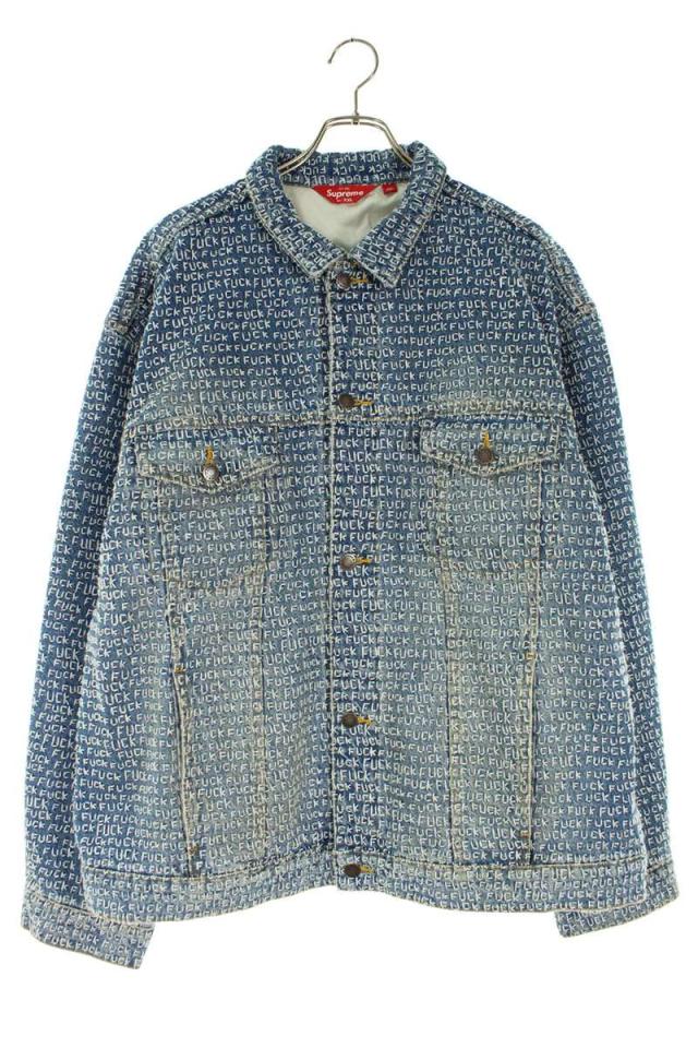 シュプリーム サイズ:XXL  25SS  Fuck Stitch Denim Trucker Jacket ステッチデザイントラッカーデニムジャケット 中古 FK04