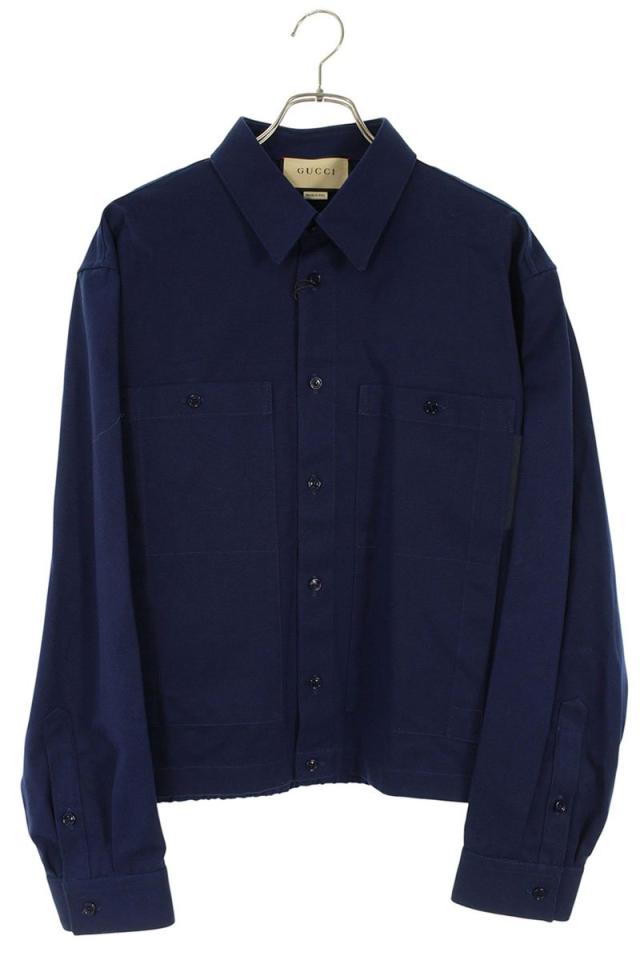 グッチ サイズ:52  762163 ZAC04 コットンキャンバス長袖シャツ 中古 OM10