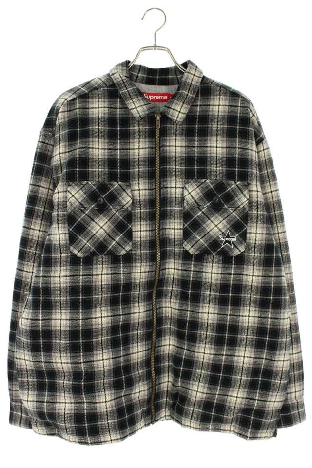 シュプリーム サイズ:XL  25AW  Thermal Lined Zip Up Flannel Shirt 裏地サーマルチェック柄ジップアップ長袖シャツ 中古 OM10
