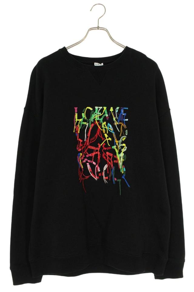 ロエベ サイズ:L  H526Y24X45 フリンジアナグラム刺繍クルーネックスウェット 中古 SB01