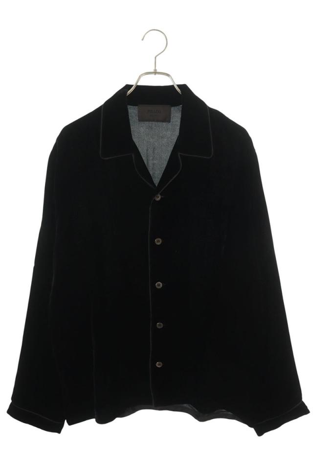 プラダ サイズ:S  UCN406 オープンカラーベルベット長袖シャツ 中古 SB01