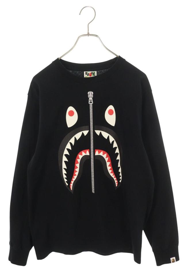 アベイシングエイプ サイズ:M シャークプリント長袖カットソー 中古 FK04