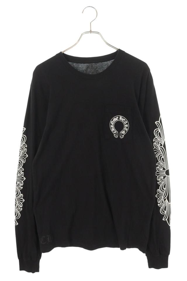 クロムハーツ サイズ:L  CH L S バックホースシュープリント袖フローラル長袖カットソー 中古 GZ11