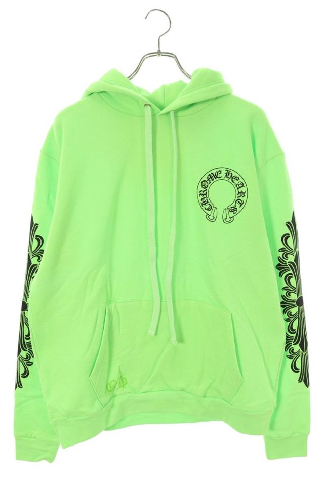 クロムハーツ サイズ:M  SWTSHRT PLV 袖フローラルバックホースシュープリントパーカー 中古 SJ02