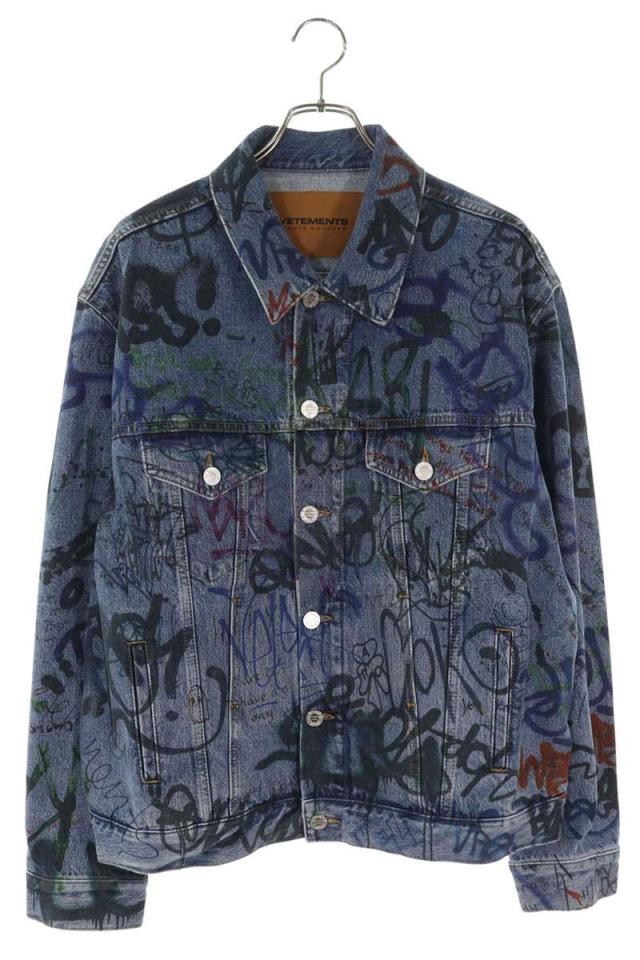 ヴェトモン サイズ:L  UE51JA940B グラフィティオーバーサイズデニムジャケット 中古 OM10