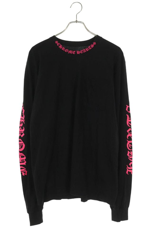 クロムハーツ サイズ:L  CH L S  1 ネックロゴプリント長袖カットソー 中古 FK04