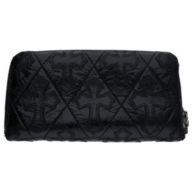 クロムハーツ   REC F ZIP QUILTED セメタリークロスキルティングパテントレザーウォレット財布 中古 SJ02