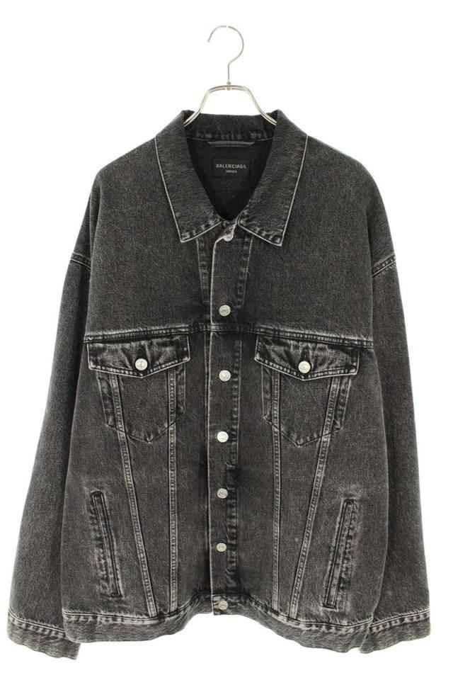 バレンシアガ サイズ:2  729353 TBP47 ラインストーン装飾バックロゴオーバーサイズデニムジャケット 中古 OM10