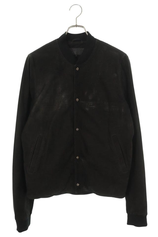 クロムハーツ サイズ:L  FLURIES フラリーズ リブカシミヤクロスボールボタンスエードレザージャケット 中古 SJ02