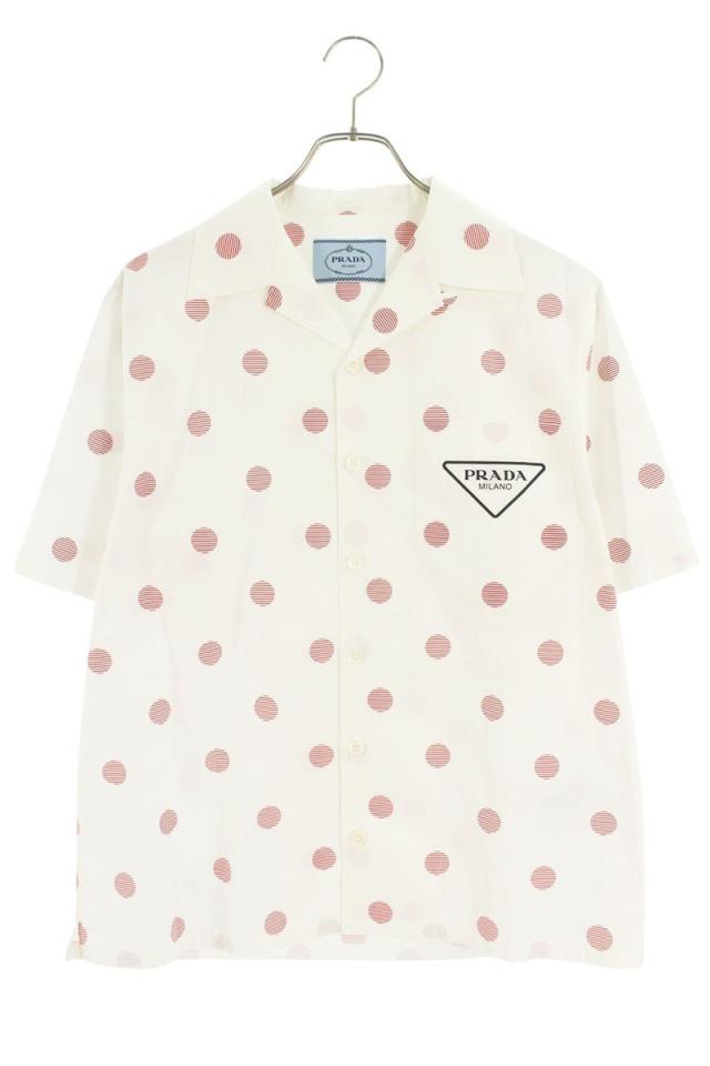 プラダ サイズ:S  UCS339 トライアングルロゴプリントドット半袖シャツ 中古 BS99
