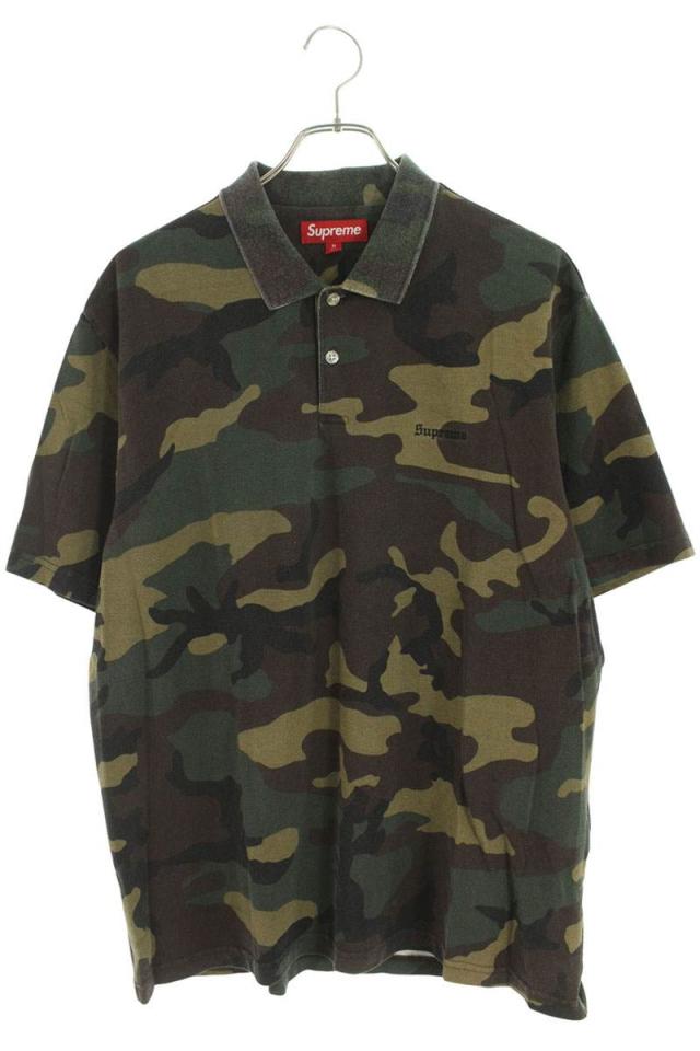 シュプリーム サイズ:M  25SS  Washed Camo Polo ウォッシュド加工カモフラ柄半袖ポロシャツ 中古 BS99