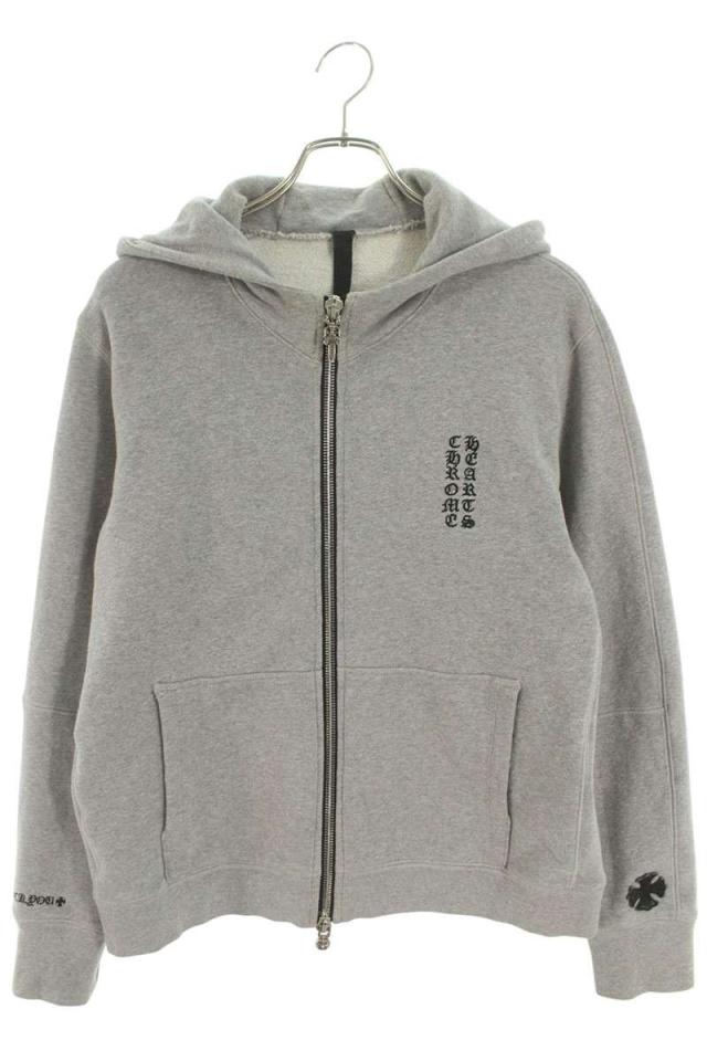 クロムハーツ サイズ:S  Y NOT CHプラスレザーパッチロゴ刺繍ジップアップパーカー 中古 SS07