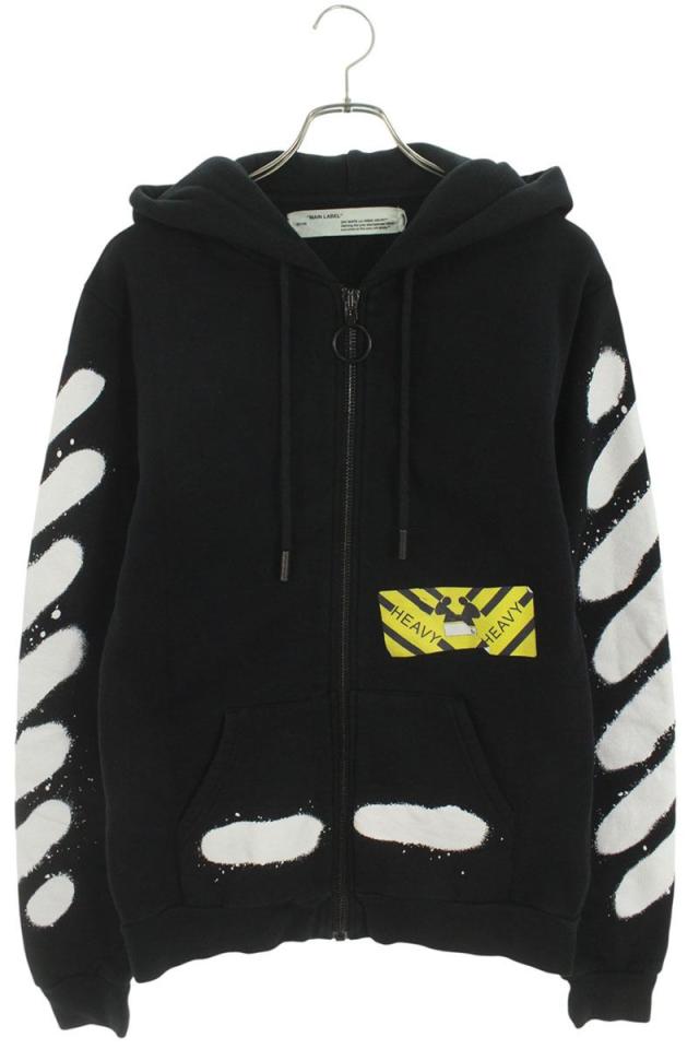 オフホワイト サイズ:S  17SS  Spray Logo Zip Up Hoodie スプレーロゴジップアップパーカー 中古 OM10
