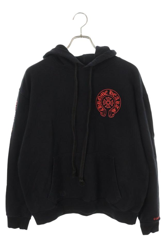 クロムハーツ サイズ:L  WWW.CHROMEHEARTS.COM HOODIE オンライン限定ホースシューバックプリントプルオーバーパーカー 中古 NO05