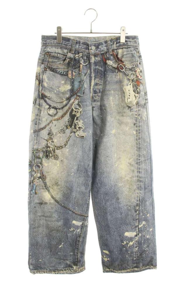 アクネストゥディオズ サイズ:46  FN-MN-TROU001020 1981Mトロンプルイユキーチェーンプリントデニムパンツ 中古 SS13