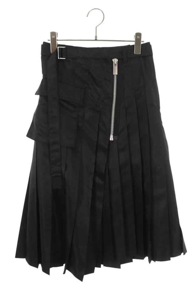 サカイ サイズ:0 24AW 24-07386 ナイロンツイルアシンメトリープリーツスカート 中古 BS99