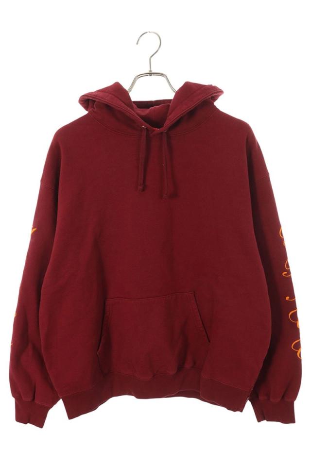 シュプリーム サイズ:L Patches Spiral Hooded Sweatshirt Cardinal パッチ付きコットンパーカー 中古 OM10