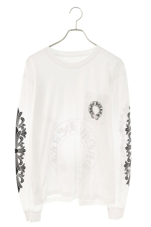 クロムハーツ サイズ:L CH L S 1 バックホースシュー袖フローラルプリント長袖カットソー 中古 GZ11