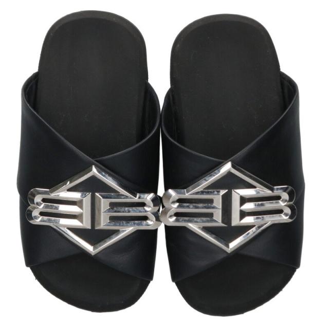 バレンシアガ サイズ:40 SUNSET FLAT MULE ロゴプレートスライド