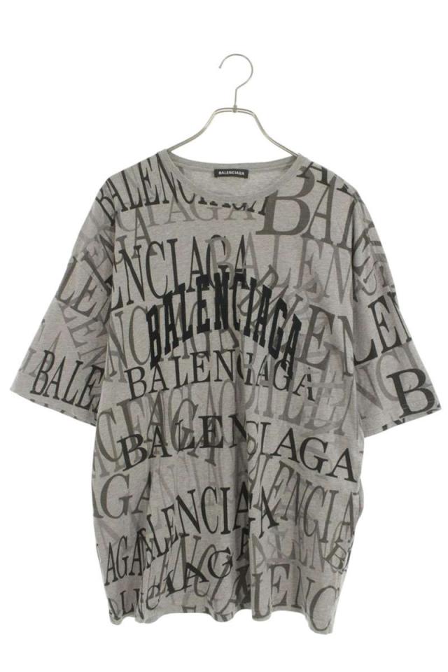 バレンシアガ サイズ:XL 578139 TEVA4 ロゴ刺繍総柄Tシャツ 中古 OM10