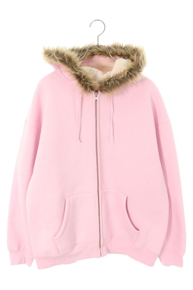 シュプリーム サイズ:XL Faux Fur Zip Up Hooded Sweatshirt ファー付きジップアップパーカー 中古 BS99