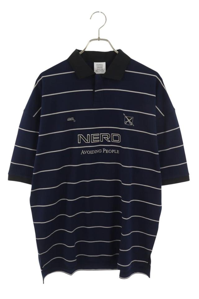 ヴェトモン サイズ:M 26SS NERD FOOTBALL POLO ボーダーフットボール半袖ポロシャツ 新古品 SB01
