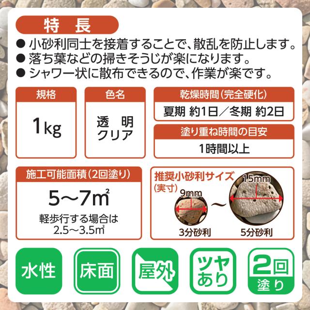 接着剤 砂利を固める水性接着剤 透明クリア 1kg×10本 アサヒペン 砂利 固定 砂利 散乱防止 水性 シャワーヘッド付き容器 玄関 庭 駐車場 日本製_3