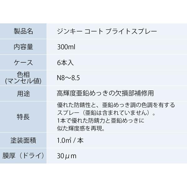 えの具 ジンキーコートブライト 吹きつける 300ml ×6本 エーエスペイント 日本えの具 吹きつけるえの具 しろがね色 メッキ吹きつける メッキペンキ塗り 吹きつける 錆止めえの具