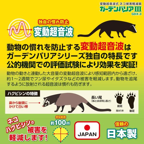 猫よけ 超音波 ガーデンバリア3 ×6個 GDX-3 ユタカメイク ガーデンバリア 猫よけ対策 猫除け 猫 超音波 ハクビシン 撃退 超音波 動物よけ センサー 野良猫対策_5
