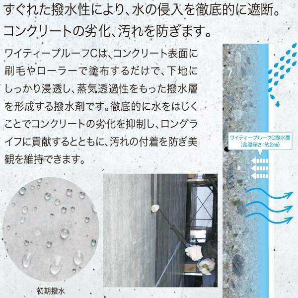 塗料 ワイティープルーフC 4L ABC商会 ペンキ 水性 水性塗料 コンクリート塗料 コンクリート 保護 撥水 長期間 持続 防汚 耐久性 劣化 抑制 紫外線カット_2