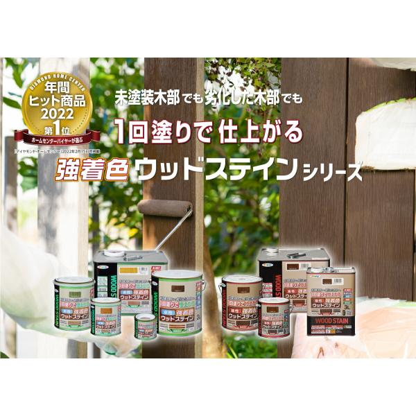 塗料 水性強着色ウッドステイン 3L ×4缶 パイン アサヒペン 水性塗料 ペンキ 水性 水性ペンキ 防腐剤 木材 ウッドデッキ 塗料 防カビ 防虫 撥水 防藻_6