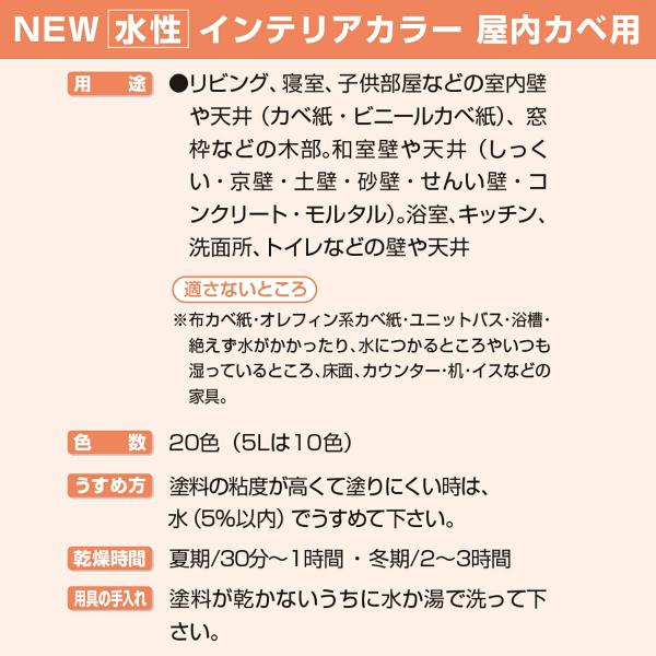 塗料 NEW水性インテリアカラー 屋内カベ用 5L ホワイトイエロー アサヒペン 水性塗料 ペンキ 水性 水性ペンキ 壁紙 ペンキ 壁紙の上から塗るペンキ 防カビ_6