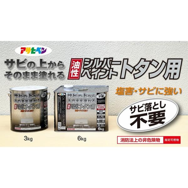 塗料 油性シルバーペイント トタン用 6kg ×2缶 アサヒペン ペンキ 油性 遮熱塗料 トタン屋根用塗料 油性塗料 錆止め塗料 油性ペンキ 遮熱 錆の上から塗れる塗料_2
