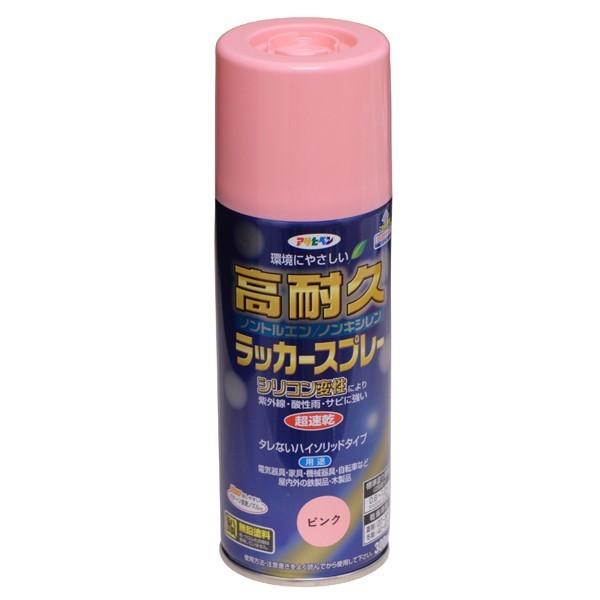 塗料 高耐久ラッカースプレー 300ml ×48本 ピンク アサヒペン ラッカースプレー スプレー塗料 シリコンラッカースプレー カラースプレー ペンキ 塗装