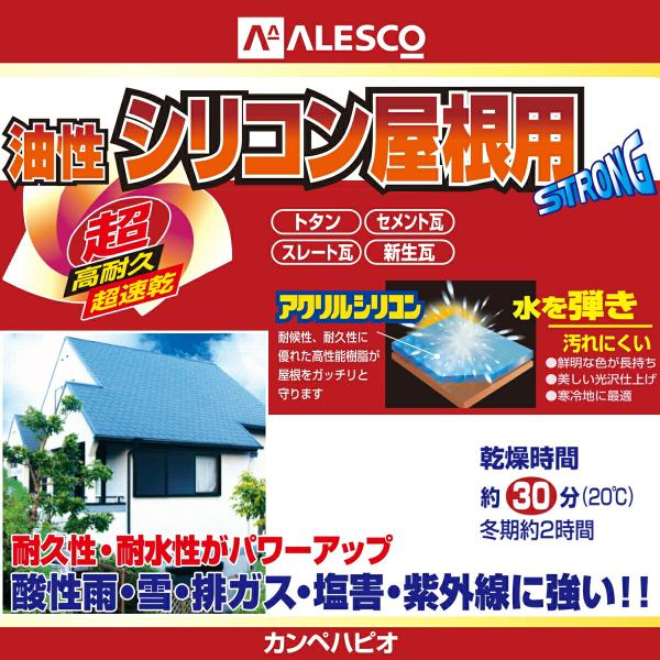 塗料 油性シリコン屋根用 14L ぎん黒 カンペハピオ ペンキ 油性 屋根 油性塗料 屋根塗料 トタン屋根用塗料 速乾 屋外 紫外線 寒冷地 耐久性_2