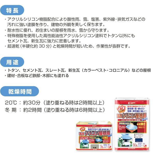 塗料 油性シリコン屋根用 14L ぎん黒 カンペハピオ ペンキ 油性 屋根 油性塗料 屋根塗料 トタン屋根用塗料 速乾 屋外 紫外線 寒冷地 耐久性_3